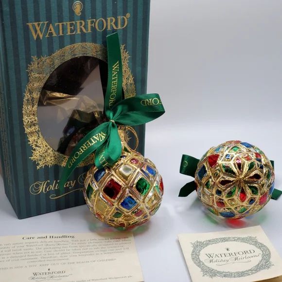Waterford Holiday Heirlooms Joyous Season Balls (2) - Picture 2 of 11